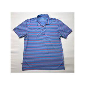Mizzen+Main Men's Short Sleeve Blue Red Striped Polo Shirt - Size XXL Trim Fit*